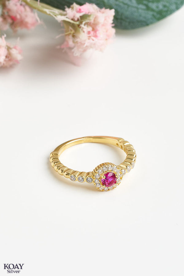 Zircon Ring (044-Pink) GP 7US