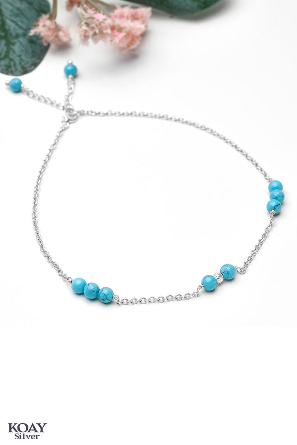 Turquoise Balls Anklet 02