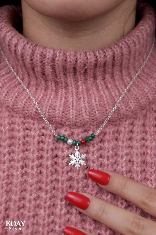 Green Snowflake Necklace