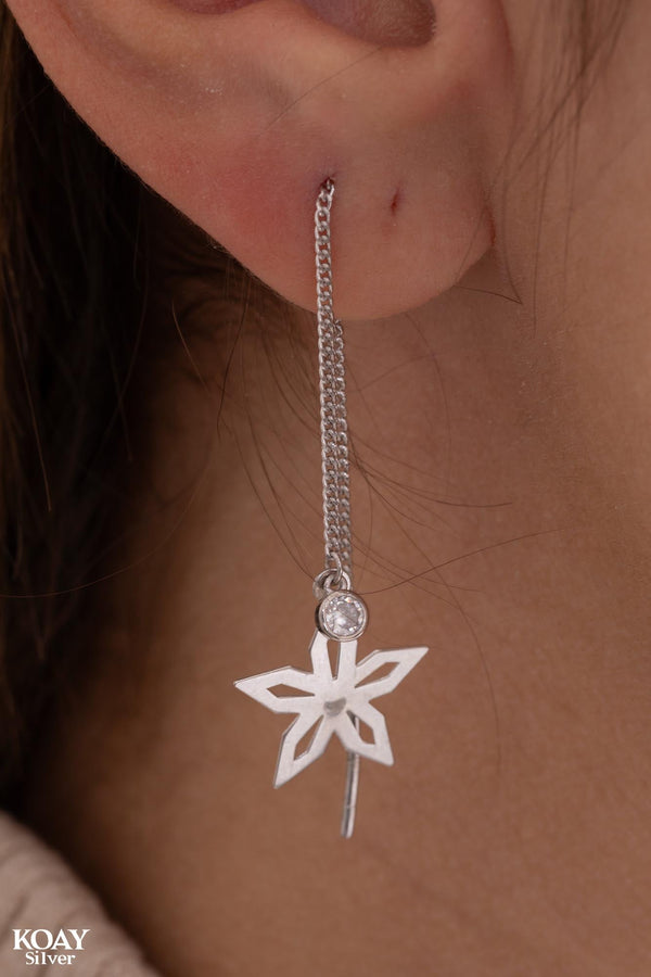 Chain Zircon Flower Earring
