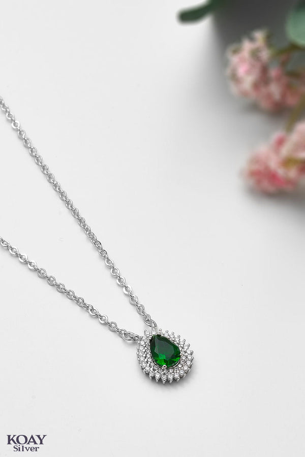 Zircon Oval Green Necklace
