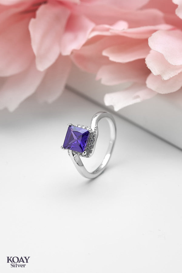 Purple Zircon Square Ring