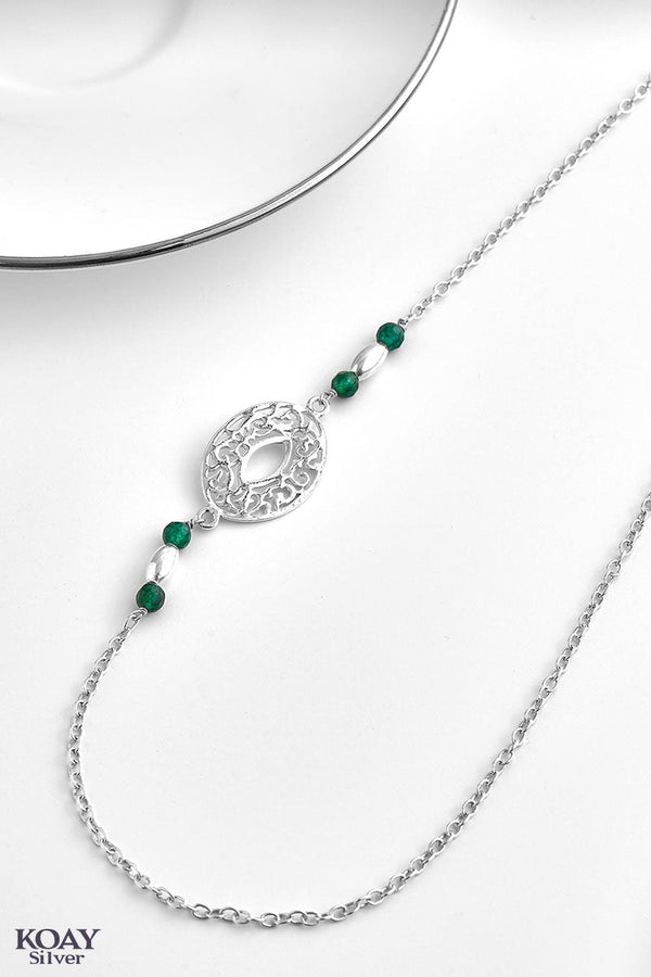 Oval Green Stones Necklace
