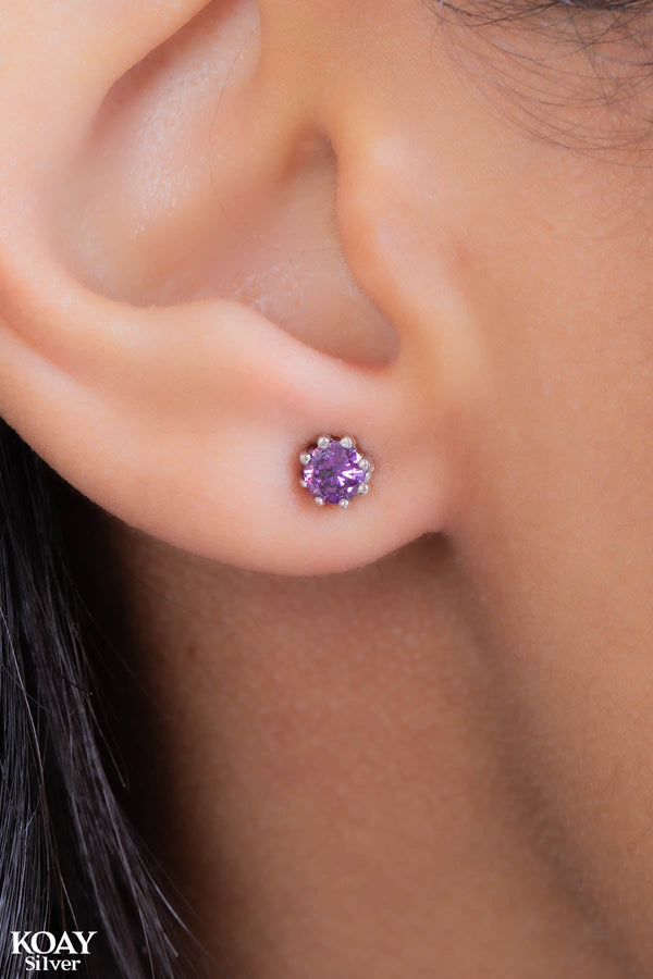 Tiny Purple Zircon Earring