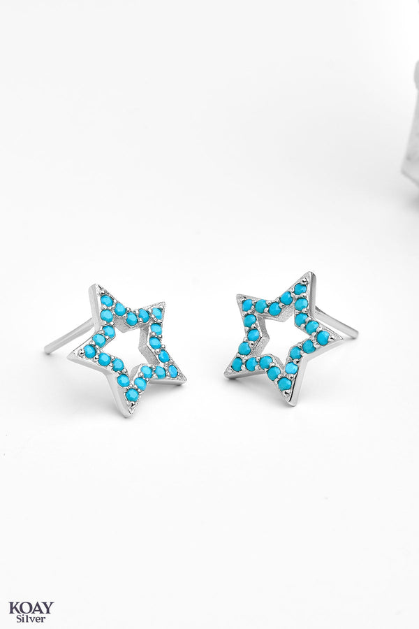 Single Zircon Turquoise Star Earring