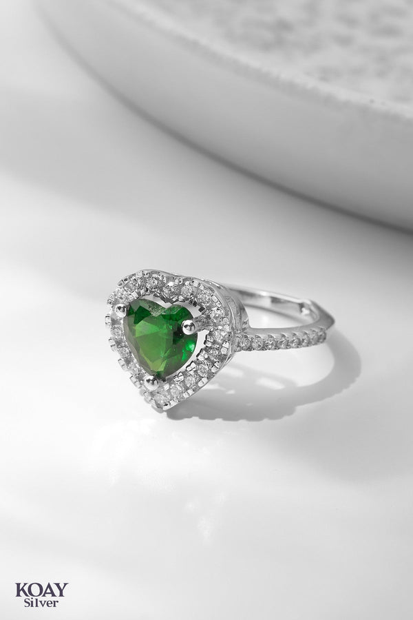 Zircon Green Heart Ring