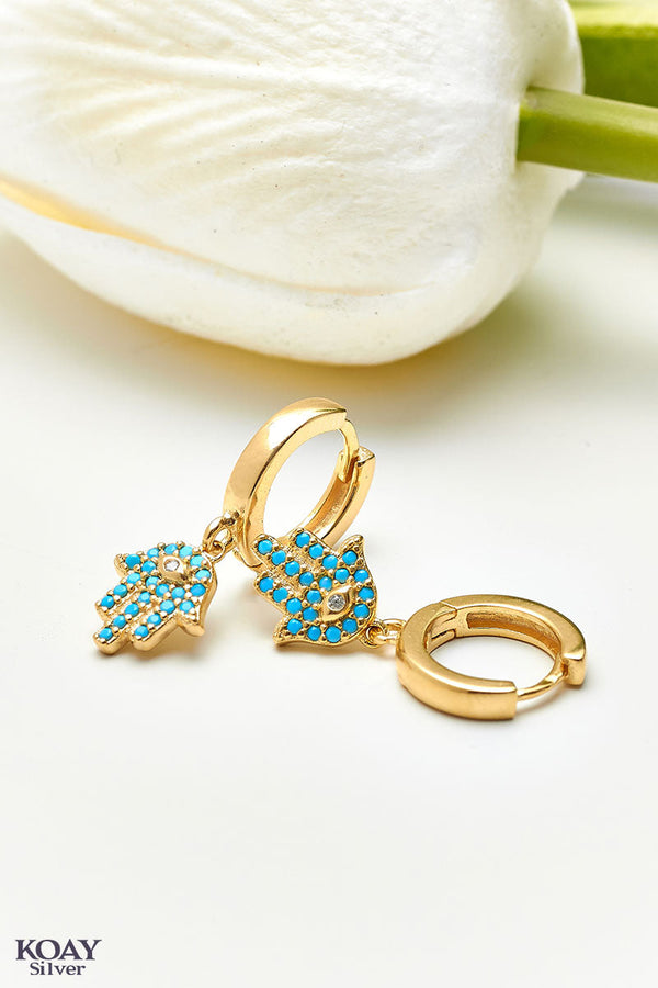 Turquoise Hand Hoop Gold Plated