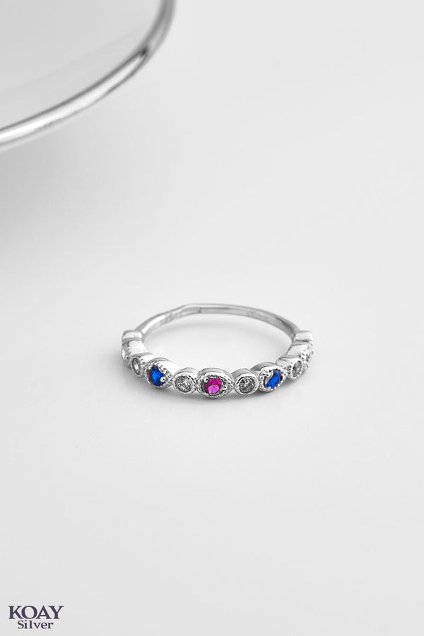 Zircon Ring (041-Pink & Blue)
