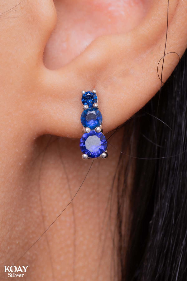 Zircon Tennis Blue Earring