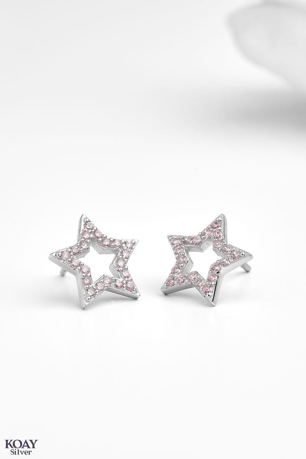 Single Zircon Rose Star Earring