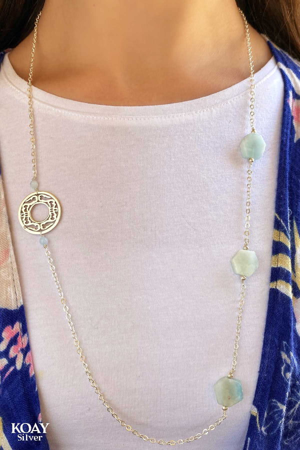 Tex Aquamarine Stone Necklace