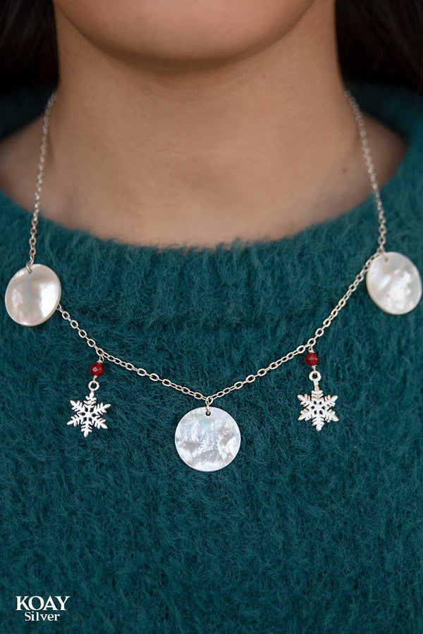 White Stones Snowflake Necklace
