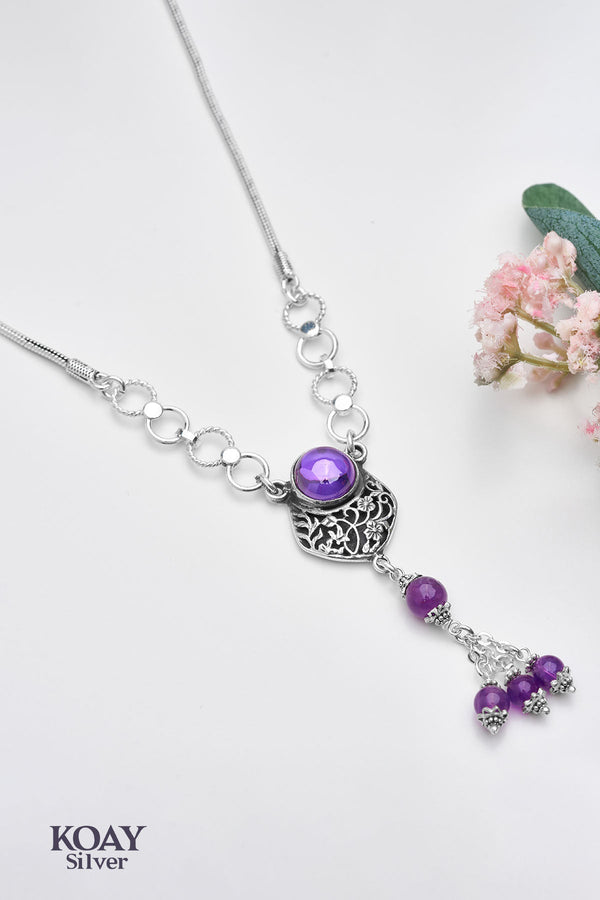 Arabic (03-Purple Flowers) Necklace